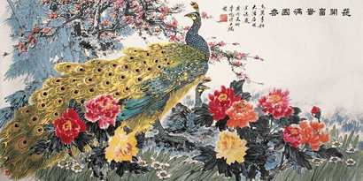 谭大鹏 孔雀 镜心